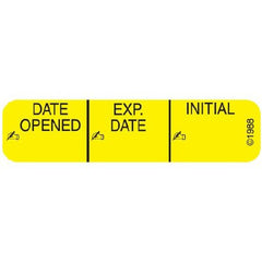 Precision Dynamics Pre-Printed / Write On Label Pharmex® Communication Fill In Yellow Paper Date opened_Exp Date_ Int_ Black Medication Instruction 3/8 X 1-9/16 Inch - M-808166-1313 - Box of 1