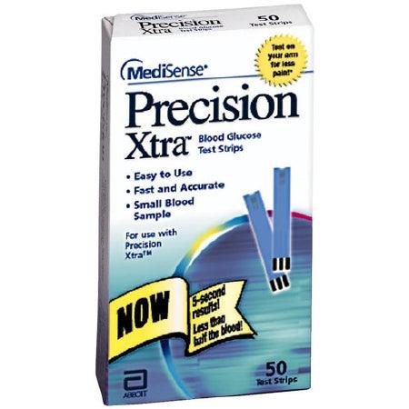 Abbott Blood Glucose Test Strips Precision Xtra® 50 Strips per Box 0.6 Microliter Sample Size , 5 Second Test Time For Precision Xtra® Systems