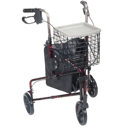 Drive Medical 3 Wheel Rollator drive™ Deluxe Red Folding Aluminum Frame