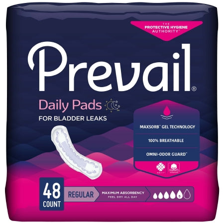 First Quality Bladder Control Pad Prevail® Daily Pads 11 Inch Length Heavy Absorbency Polymer Core One Size Fits Most Adult Female Disposable - M-810355-4436 - Pack of 48