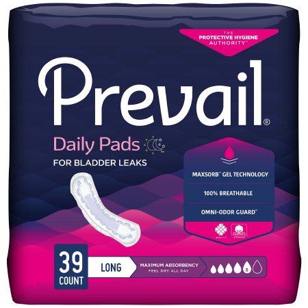 First Quality Bladder Control Pad Prevail® Daily Pads 13 Inch Length Heavy Absorbency Polymer Core One Size Fits Most Adult Female Disposable - M-810356-1605 - Pack of 39