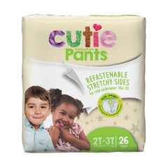 First Quality Unisex Toddler Training Pants Cutie Pants® Pull On with Tear Away Seams Size 2T to 3T Disposable Heavy Absorbency - M-810358-4354 - Case of 104