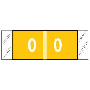 Tabbies Pre-Printed Label COL'R'TAB® Chart Tab Yellow 0|0 White Numeric 1/2 X 1-1/2 Inch - M-810374-3426 - Roll of 1