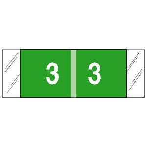 Tabbies Pre-Printed Label COL'R'TAB® Chart Tab Green 3|3 White Numeric 1/2 X 1-1/2 Inch - M-810377-2620 - Roll of 1