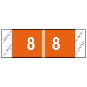 Tabbies Pre-Printed Label COL'R'TAB® Chart Tab Orange 8|8 White Numeric 1/2 X 1-1/2 Inch - M-810382-3742 - Roll of 1