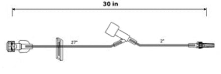 ICU Medical Extension Set 30 Inch Tubing 1 Port 0.7 mL Priming Volume DEHP-Free - M-812284-1874 - Case of 50