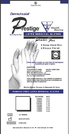 Innovative Healthcare Corporation Surgical Glove DermAssist® Prestige® DHD Size 5.5 Sterile Pair Latex Extended Cuff Length Smooth Ivory Not Chemo Approved - M-812532-4811 - Case of 200
