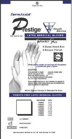 Innovative Healthcare Corporation Surgical Glove DermAssist® Prestige® DHD Size 6 Sterile Pair Latex Extended Cuff Length Smooth Ivory Not Chemo Approved - M-812533-1707 - Case of 200