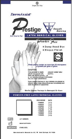 Innovative Healthcare Corporation Surgical Glove DermAssist® Prestige® DHD Size 7.5 Sterile Pair Latex Extended Cuff Length Smooth Ivory Not Chemo Approved - M-812536-4329 - Case of 200