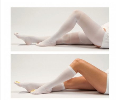 DJO Anti-embolism Stocking VenaFlow® AES Thigh High Medium / Regular White Inspection Toe