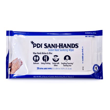 Professional Disposables Hand Sanitizing Wipe Sani-Hands® 20 Count Ethyl Alcohol Wipe Soft Pack