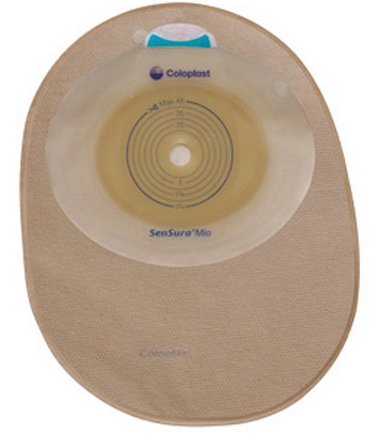 Coloplast Filtered Ostomy Pouch SenSura® Mio One-Piece System 7 Inch Length, Midi 5/8 to 1-3/4 Inch Stoma Closed End Flat, Trim to Fit