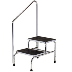 Clinton Industries Step Stool with Handrail 2-Steps Chrome Plated Steel 17-1/4 Inch Step Height - M-813583-3075 - Each