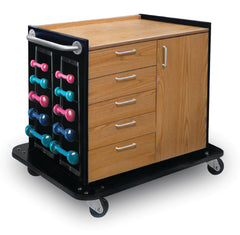 Hausmann Industries Storage Unit with Exercise Equipment 25 Piece Set with Mobile Unit 1 to 5 lbs.