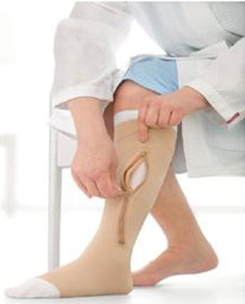 BSN Medical Zippered Compression Stocking and Liner JOBST® UlcerCARE ™ Knee High 2X-Large Beige Open Toe