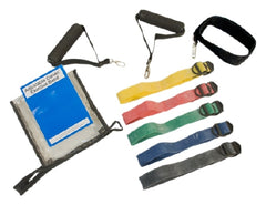 Fabrication Enterprises Exercise Resistance Band Set CanDo® Yellow / Red / Green / Blue / Black Adjustable Length X-Light to X-Heavy Resistance