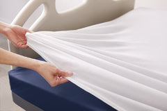 Standard Textile Bed Sheet Fitted 36 X 82 X 13 Inch White Cotton 48% / Polyester 52% Reusable