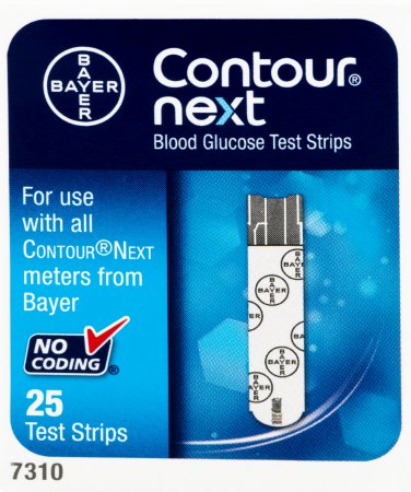 Ascensia Diabetes Care Blood Glucose Test Strips Contour® 25 Strips per Box Tiny 0.6 Microliter blood sample For Contour® Next One Meter