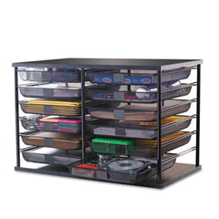 Rubbermaid® 12-Compartment Organizer with Mesh Drawers, 23 4/5" x 15 9/10" x 15 2/5", Black