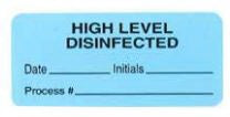 Healthmark Industries Pre-Printed Label Advisory Label Blue Paper HIGH LEVEL DISINFECTED Date_____Initials_____Process#_____ Black Quality Control Label 1 X 2-1/4 Inch - M-820911-3282 - Roll of 1