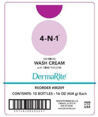 DermaRite Industries Rinse-Free Body Wash DermaRite® 4-N-1™ Cream 16 oz. Pump Bottle Fresh Scent