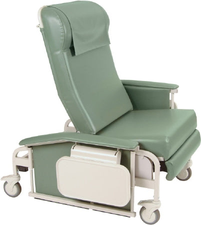 Winco Drop Arm Recliner Care Cliner™ Moss Green Vinyl Nylon Casters