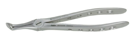 Miltex Extracting Forceps Xcision™ Lower Roots Surgical Grade Stainless Steel NonSterile NonLocking Fenestrated Plier Handle Curved Tapered Serrated Beaks - M-822042-4153 - Each