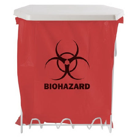 Bowman Manufacturing Biohazard Bag Holder 8 X 11.75 X 15.25 Inch, 3 gal., White, Wire Coated, Wall Mount - M-822268-1272 - Each