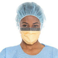O&M Halyard Inc Surgical Mask with Eye Shield FluidShield Anti-fog Foam Pleated Tie Closure One Size Fits Most Orange NonSterile ASTM Level 3