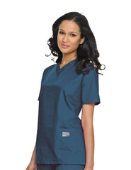 Landau Uniforms Scrub Shirt Medium Caribbean Blue 3 Pockets Short Set-In Sleeve Female
