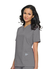 Landau Uniforms Scrub Shirt X-Large Steel Gray 3 Pockets Short Set-In Sleeve Female