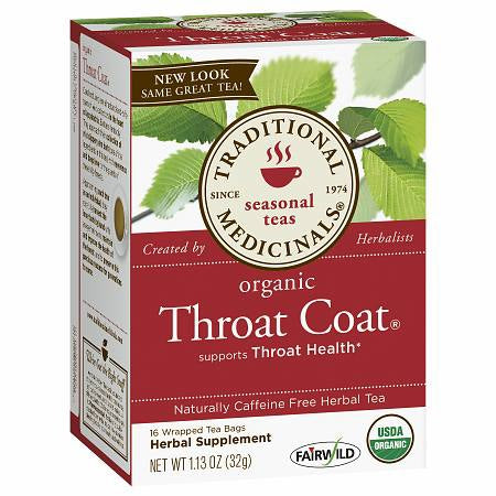 Traditional Medicinals Herbal Supplement Throat Coat® Organic Slippery Elm Bark / Organic Licorice Root 760 mg Strength Tea Bag 16 per Box