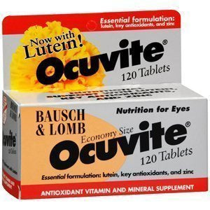 Bausch & Lomb Multivitamin Supplement Ocuvite® Vitamin A / Vitamin E / Ascorbic Acid / Lutein 1000 IU - 60 IU - 200 mg - 2 mg Strength Tablet 120 per Bottle