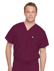 Landau Uniforms Scrub Shirt X-Large Wine 2 Pockets Short Dolman Sleeve Unisex