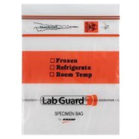 Minigrip LLC Specimen Transport Bag with Document Pouch Lab Guard® TearZone® 6 X 9 Inch Polyethylene Zip Closure Biohazard Symbol / Storage Instructions NonSterile - M-1135736-4865 - Case of 20