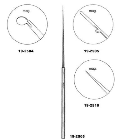 Curette Miltex® House-Sheehy 6-1/2 Inch Length Single-ended Octagon Handle 2 mm Tip Curved Semi-Sharp Blade Tip