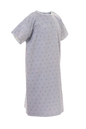 Standard Textile Patient Exam Gown Excel Angleback Large Celebrity Blue Print Reusable