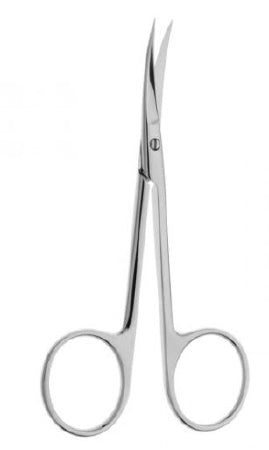 V. Mueller Iris Scissors V. Mueller® Knapp 4 Inch Length Surgical Grade Stainless Steel NonSterile Finger Ring Handle Curved Sharp Tip / Blunt Tip - M-824987-2101 - Each