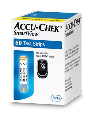 Roche Diabetes Care Blood Glucose Test Strips Accu-Chek® SmartView 100 Strips per Box Tiny 0.6 microliter drop For Accu-Chek® Control Solutions , Accu-Chek® Nano & Nano Designer Edition