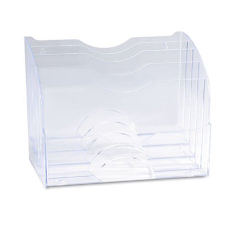 Rubbermaid® Optimizers Multifunctional Two-Way Organizer, 5 Sections, Letter Size Files, 8.75" x 10.38" x 13.63", Clear