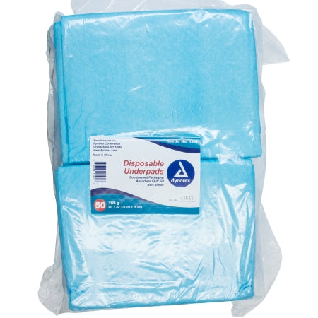 Dynarex Underpad Dynarex® 30 X 30 Inch Disposable Fluff / Polymer Heavy Absorbency - M-826639-3191 - Case of 100