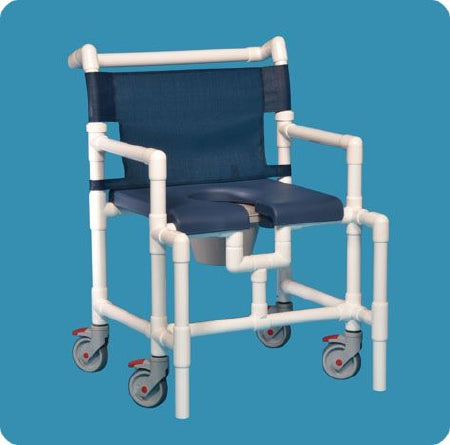 IPU Commode / Shower Chair ipu® Fixed Arm PVC Frame Mesh Back 28 Inch Seat Width