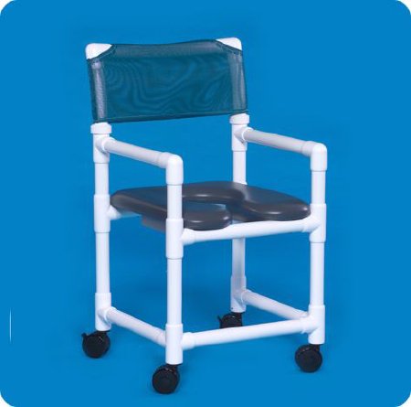 IPU Shower Chair ipu® Fixed Arm PVC Frame Mesh Back 21 Inch Seat Width