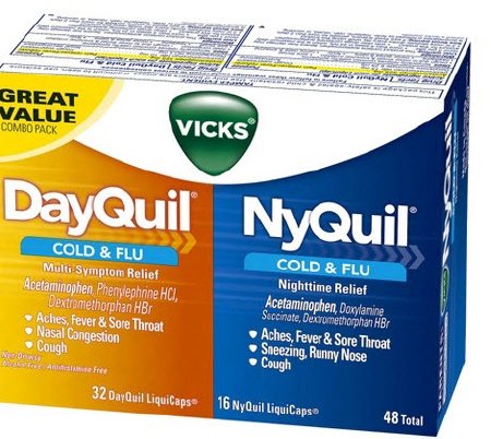 Procter & Gamble Cold and Cough Relief DayQuil® Nyquil® Combo Pack 325 mg - 10 mg - 5 mg Strength and 325 mg - 15 mg - 6.25 mg Strength Gelcap 48 per Box