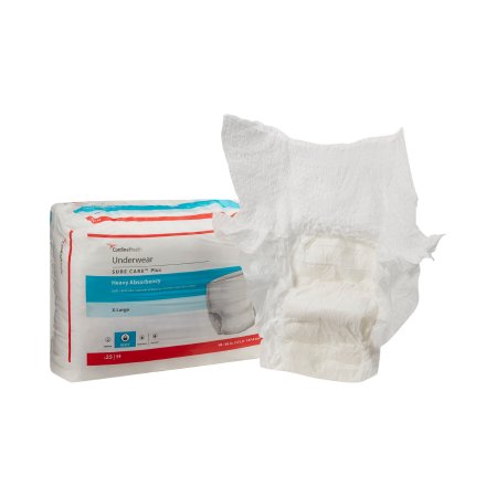 Cardinal Unisex Adult Absorbent Underwear Sure Care™ Plus Pull On with Tear Away Seams X-Large Disposable Heavy Absorbency - M-829960-3812 - Bag of 25