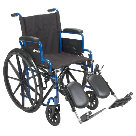 Drive Medical Wheelchair drive™ Blue Streak Desk Length Arm Flip Back / Padded Arm Style Swing-Away Elevating Legrest Black Upholstery 18 Inch Seat Width 250 lbs. Weight Capacity