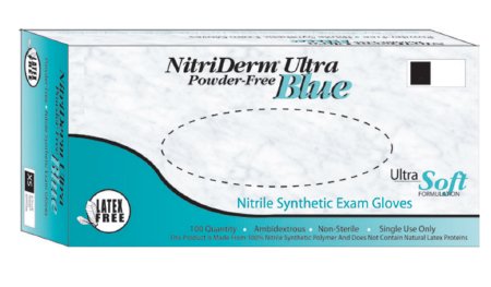 Innovative Healthcare Corporation Exam Glove NitriDerm® Ultra Blue Large NonSterile Nitrile Standard Cuff Length Fully Textured Light Blue Chemo Tested - M-830756-4408 - Case of 1000