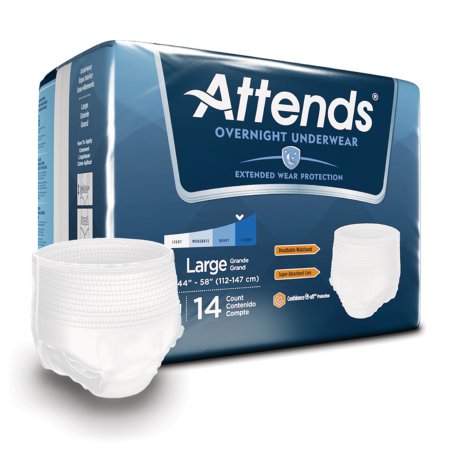 Attends Healthcare Products Unisex Adult Absorbent Underwear Attends® Overnight Pull On with Tear Away Seams Large Disposable Heavy Absorbency - M-830764-4360 - Case of 56