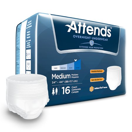 Attends Healthcare Products Unisex Adult Absorbent Underwear Attends® Overnight Pull On with Tear Away Seams Medium Disposable Heavy Absorbency - M-830766-3864 - Case of 64