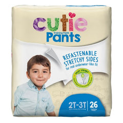 First Quality Male Toddler Training Pants Cutie Pants® Pull On with Tear Away Seams Size 2T to 3T Disposable Heavy Absorbency - M-831574-4718 - Case of 104